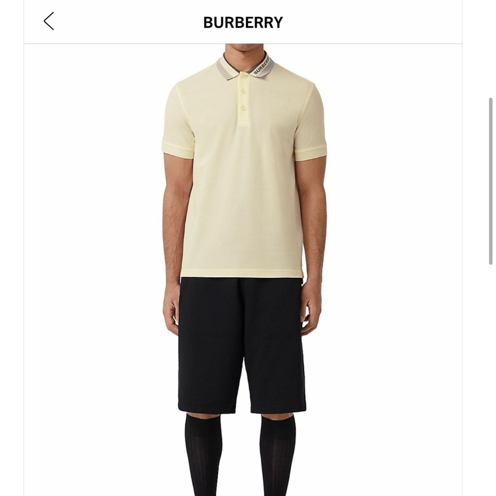 NWT Mens Burberry Edney lemon yellow polo shirt top orig $510
